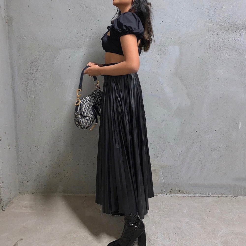 Pleated Faux Leather Pants